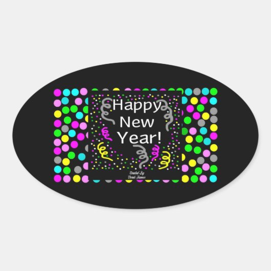 Ovale Joyeux Nouvel An Salutations Oval Sticker (Devant)