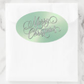 Ovale Joyeux Sticker Vert Glace de Noël Revêtu (Sac)