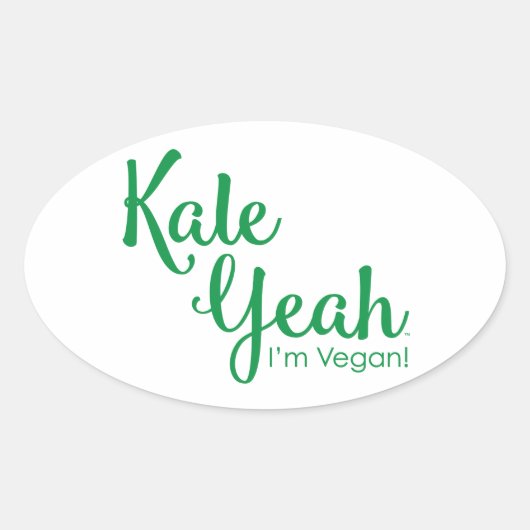 Ovale Kale Ouais je suis Vegan Sticker (Devant)