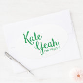 Ovale Kale Ouais je suis Vegan Sticker (Enveloppe)