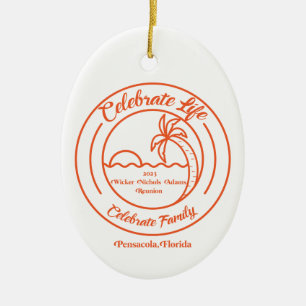 Ovale keramische reünie Ornament