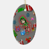 Ovale kerst ornament white elf (Rechts)