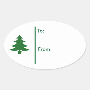 Ovale kerstboom Gift Label Sticker-Green
