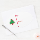 Ovale kerstboom Gift Label Sticker-Red & Green (Envelop)