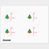 Ovale kerstboom Gift Label Sticker-Red & Green (Vel)