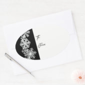 Ovale kerstcadeaus Label Sticker-Snowflakes (Envelop)