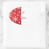 Ovale kerstcadeaus Label Sticker-Snowflakes (Tas)