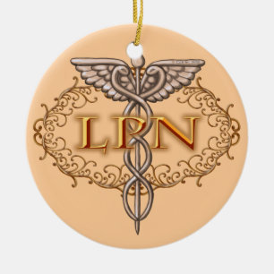 Ovale Koperen Caduceus LPN-verpleegster Keramisch Ornament