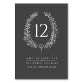 Ovale krans blad houtskool grijs wit bruiloft kaart (Achterkant)