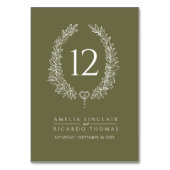 Ovale krans blad olijfgroen wit bruiloft kaart (Achterkant)