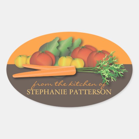 Ovale Légumes frais de la cuisine de Sticker (Devant)