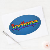 Ovale LGBT Indiana Rainbow text Oval Sticker (Enveloppe)
