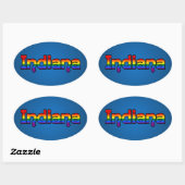 Ovale LGBT Indiana Rainbow text Oval Sticker (Feuille)