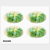 Ovale lil' Dragon herb sticker étiquettes~Basil (Feuille)