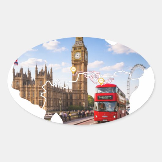 Ovale London 26.2 Marathoner Course Map Sticker (Devant)