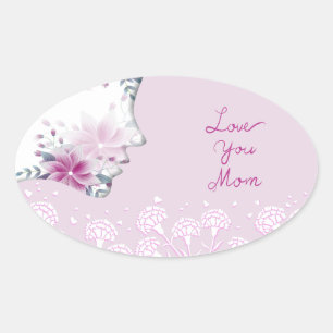 Ovale Love You Mom Oval Sticker