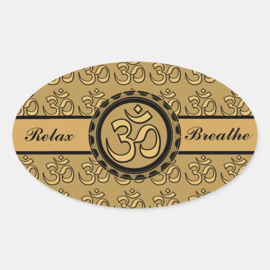 Ovale Méditation Om Relax & Breathe Sticker (Devant)