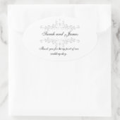 Ovale Merci Mariage Favoriser Sticker Gris Blanc (Sac)