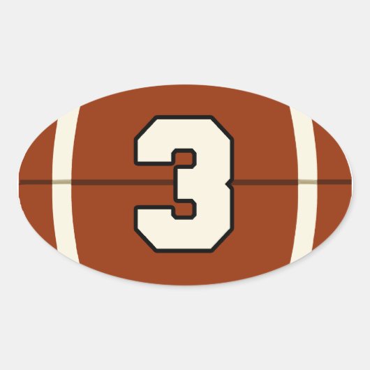 Ovale Numéro 3 Sticker de football (Devant)