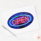 Ovale Open Neon Sign Sticker (Enveloppe)