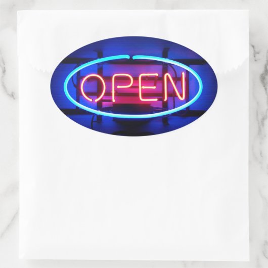 Ovale Open Neon Sign Sticker (Sac)