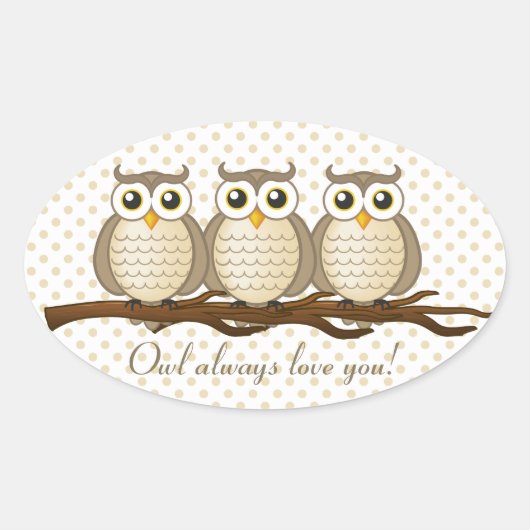 Ovale Owl t'aime toujours | Sticker (Devant)