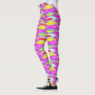 Ovale patroonkunst in gemengde kleuren helder mode leggings