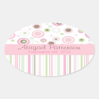 Ovale Pink Brown Sweet Girl Polka Dot Favoriser Sticker