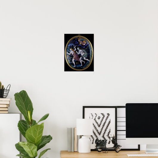 Ovale plaquette waarin Adam en Eva worden afgebeel Poster (Thuiskantoor)