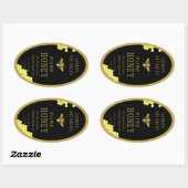 Ovale Queenline Honing Jar Bee Apiary Goud  Ovale Sticker (Vel)