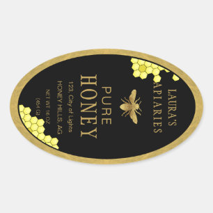 Ovale Queenline Honing Jar Bee Apiary Goud  Ovale Sticker