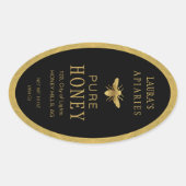 Ovale Queenline Honing Jar Bee Apiary Goud  Ovale Sticker (Voorkant)