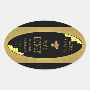 Ovale Queenline Honing Jar Bee Apiary Goud Ovale Sticker