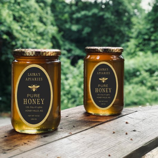 Ovale Queenline Honing Jar Bee Apiary Goud  Sticker