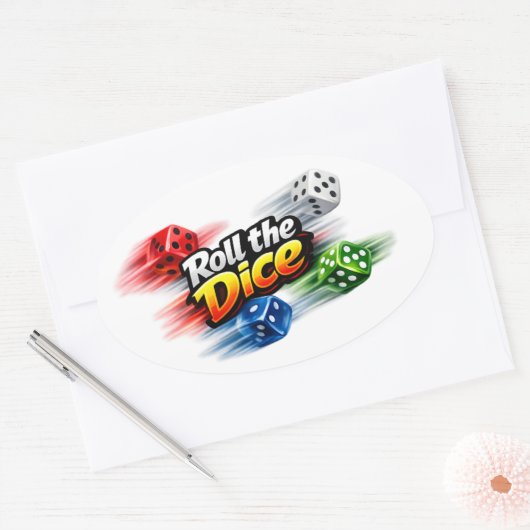 Ovale Roll the Dice Motion Sticker (Enveloppe)