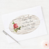 Ovale Rose Sur Sticker En Bois Blanc (Enveloppe)
