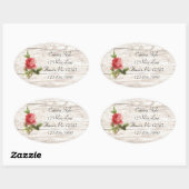 Ovale Rose Sur Sticker En Bois Blanc (Feuille)