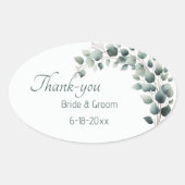 Ovale Simple Eucalyptus Wedding Thank-you Sticker (Devant)