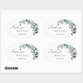 Ovale Simple Eucalyptus Wedding Thank-you Sticker (Feuille)