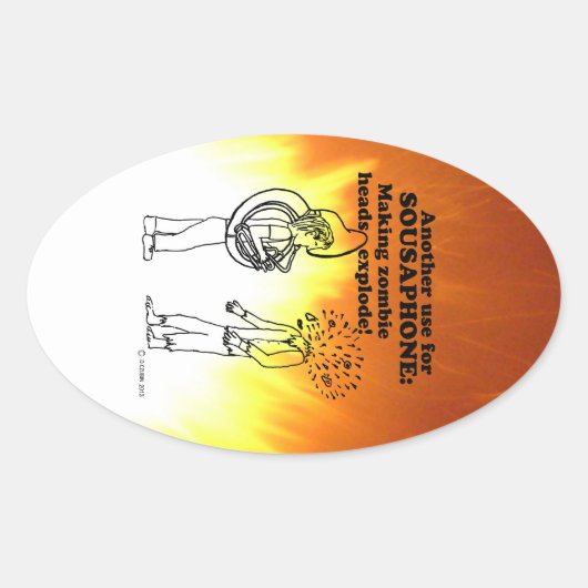 Ovale Sousaphone Zombie Explode Sticker Oval (Devant)