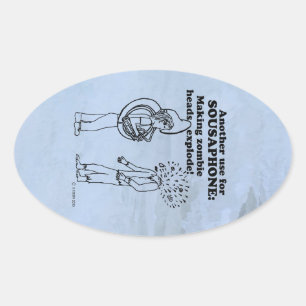 Ovale Sousaphone Zombie Explode Sticker Oval