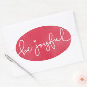 Ovale Soyez Joyeux Sticker Rond Aquarelle Rouge (Enveloppe)