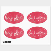 Ovale Soyez Joyeux Sticker Rond Aquarelle Rouge (Feuille)