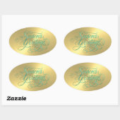 Ovale Sticker à Bonnes Fêtes en feuilles d'or (Feuille)