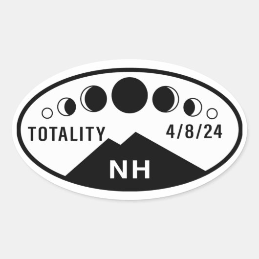 Ovale Sticker à bouteille Eclipse - New Hampshire - 24 (Devant)