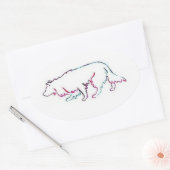 Ovale Sticker à collie de Neon Herd~Bordure (Enveloppe)