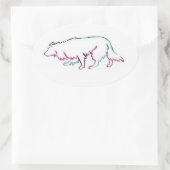 Ovale Sticker à collie de Neon Herd~Bordure (Sac)