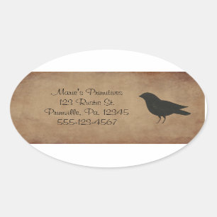 Ovale Sticker à corbeau primitif