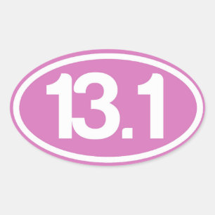 Ovale Sticker à demi-marathon rose 13,1