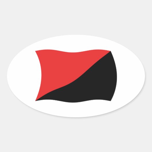 Ovale Sticker à drapeau anarcho-syndicaliste (Devant)